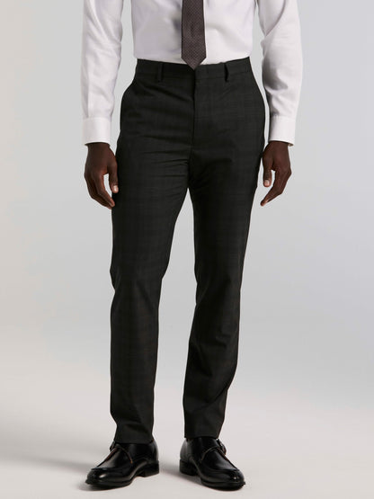 Perry Ellis Skinny Fit Charcoal Plaid Suit Pant