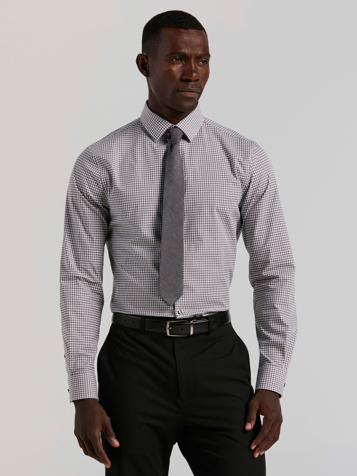 Perry Ellis Slim Fit Gingham Cotton Dress Shirt