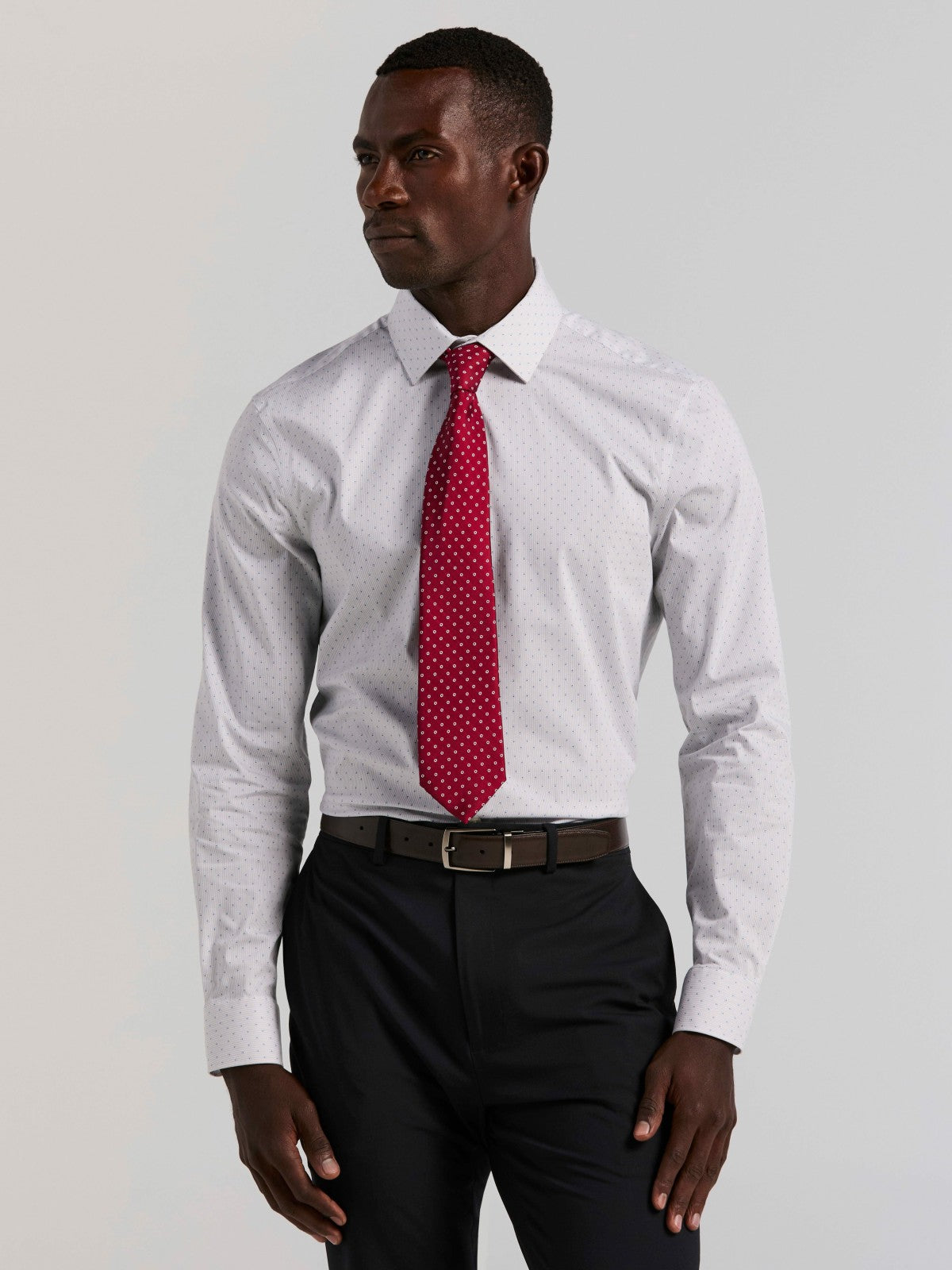Perry Ellis Slim Fit Dot Stripe Dress Shirt