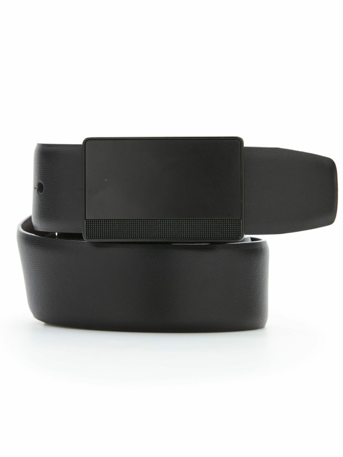 Perry Ellis Reversible Leather Belt with Black Pattern Plaque