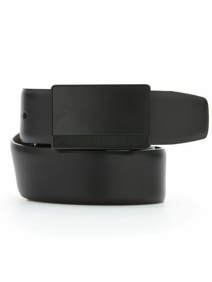 Perry Ellis Reversible Leather Belt with Black Pattern Plaque