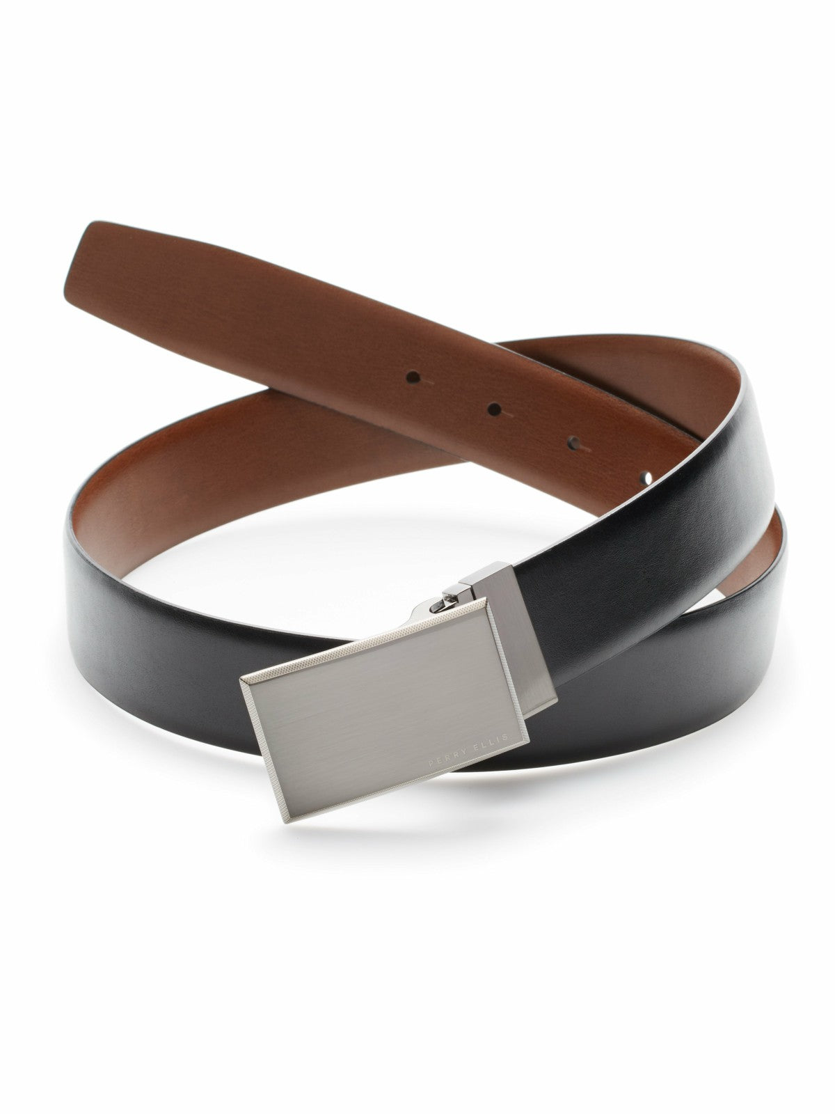 Perry Ellis Pattern Plaque Reversible Leather Belt