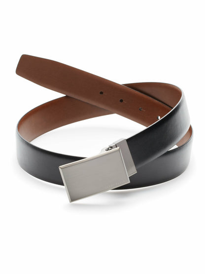 Perry Ellis Pattern Plaque Reversible Leather Belt