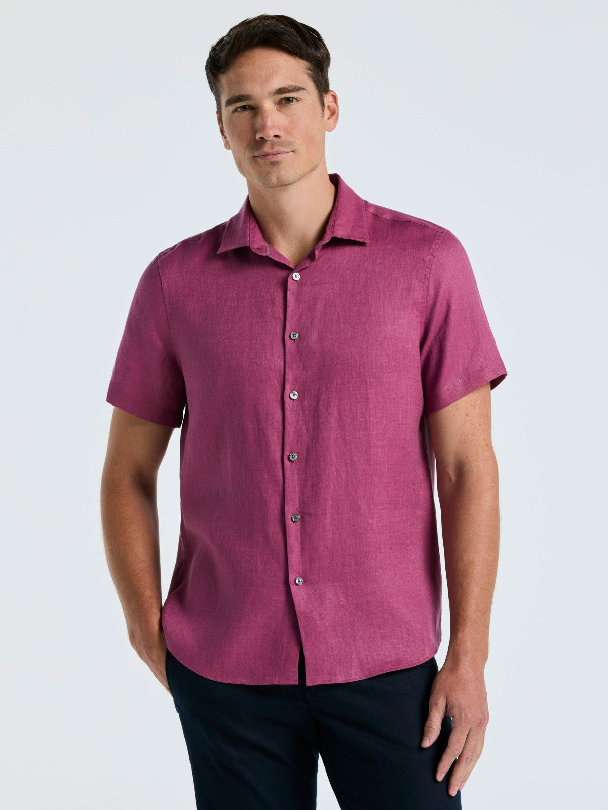 Perry Ellis Solid Linen Shirt