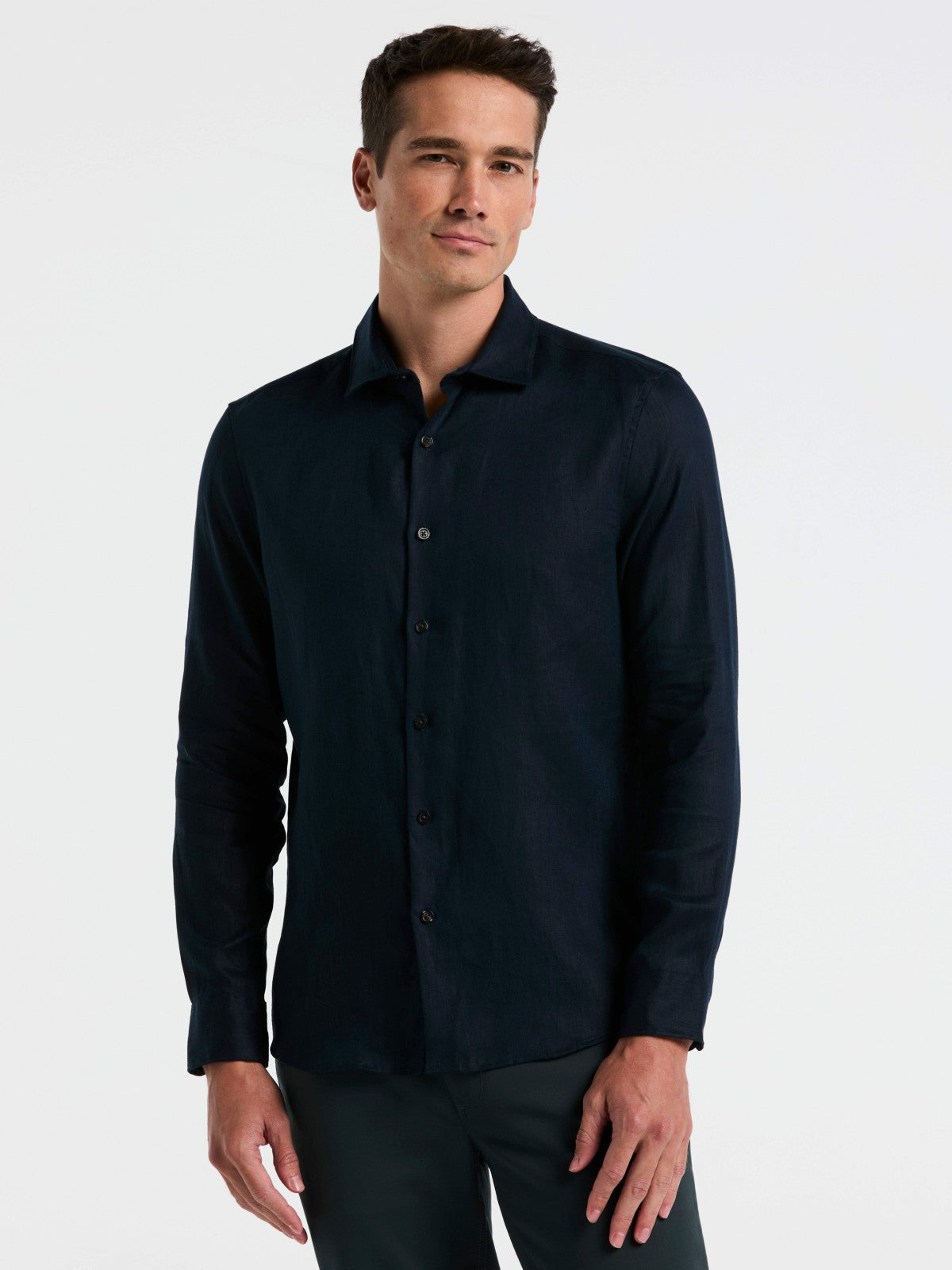 Perry Ellis Solid Linen Shirt