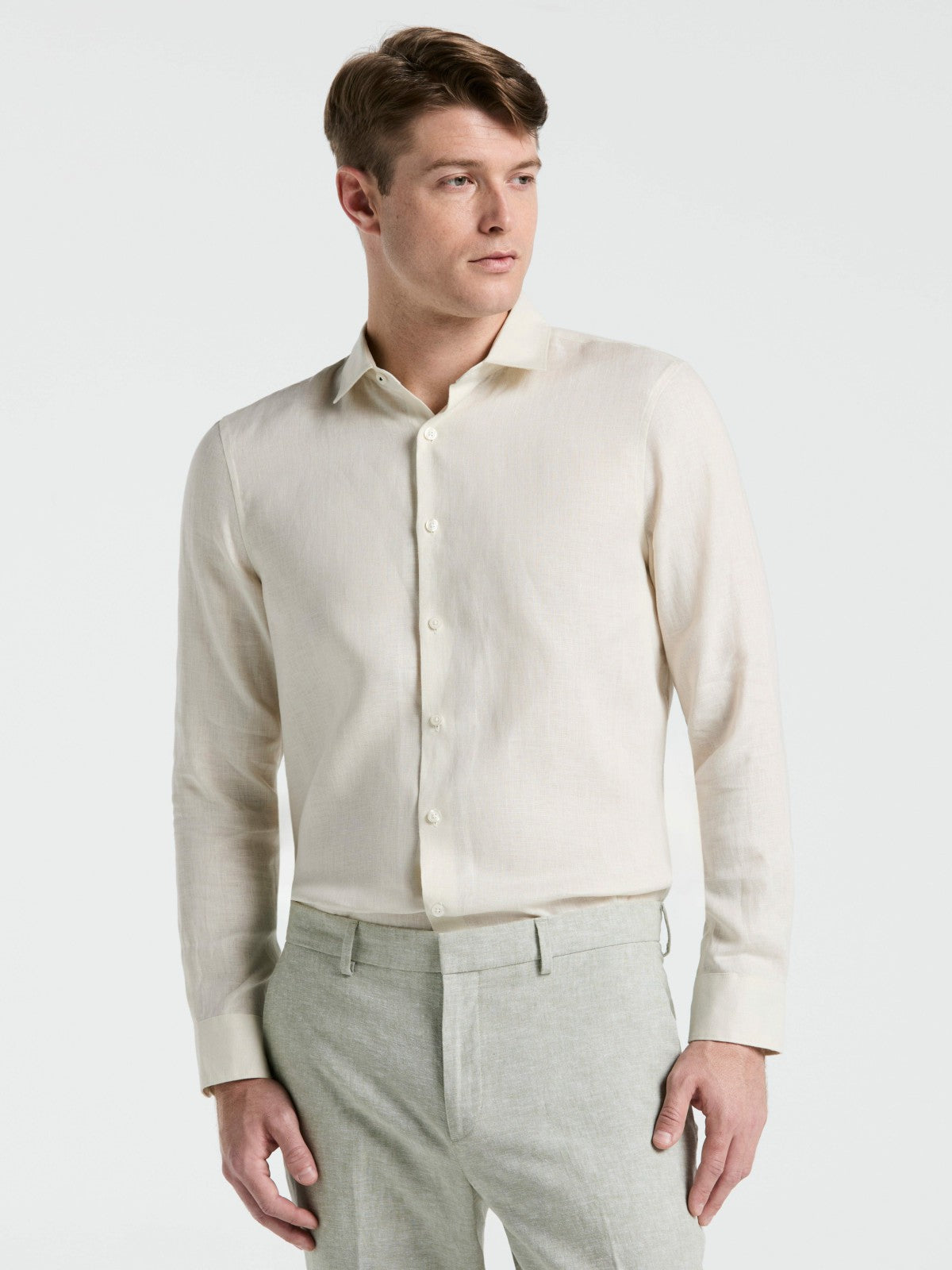 Perry Ellis Solid Linen Shirt