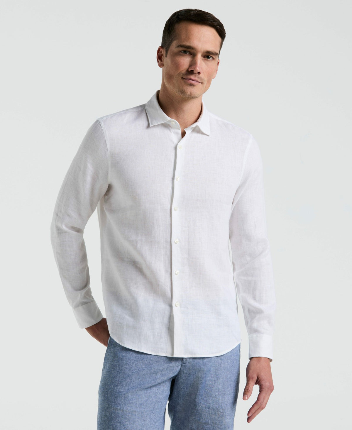 Perry Ellis Solid Linen Shirt