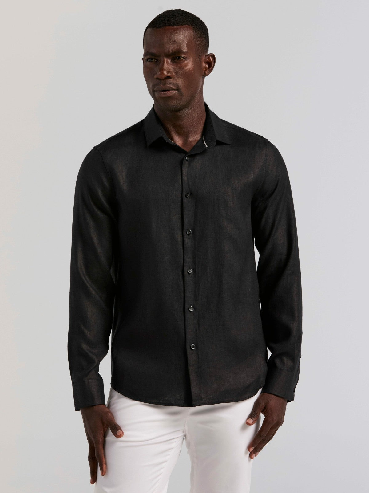 Perry Ellis Solid Linen Shirt