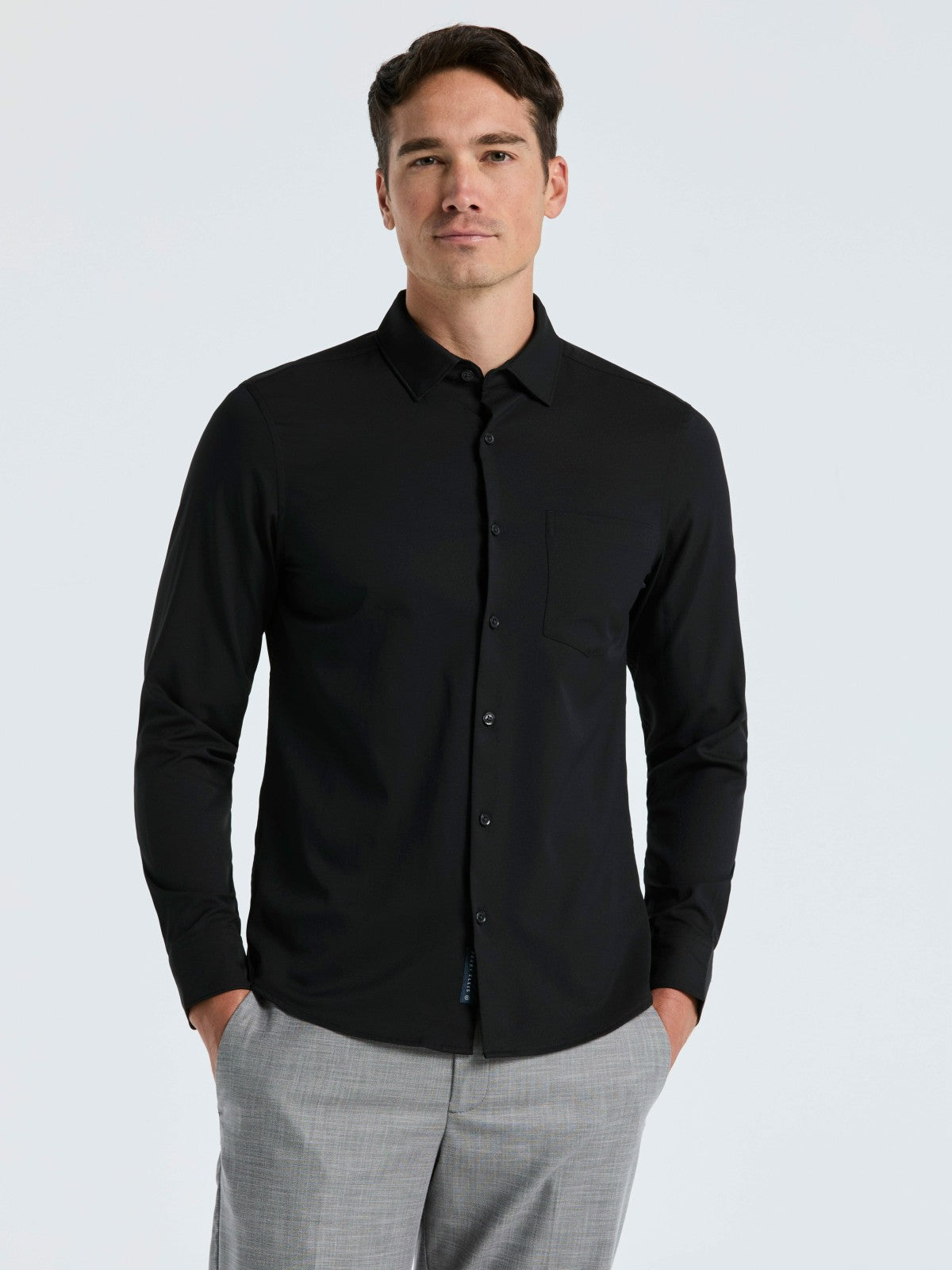 Perry Ellis Untucked Total Stretch Slim Fit Solid Shirt