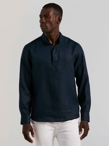 Perry Ellis Solid Linen Popover Shirt