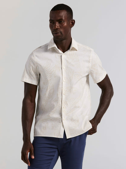 Perry Ellis Textured Leaf Print Cotton Shirt