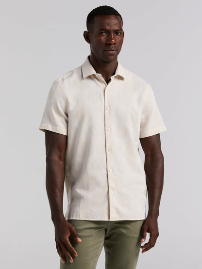 Perry Ellis Cotton Linen Geo Jacquard Shirt