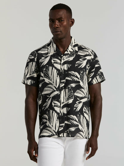 Perry Ellis Leaf Print Camp Collar Shirt