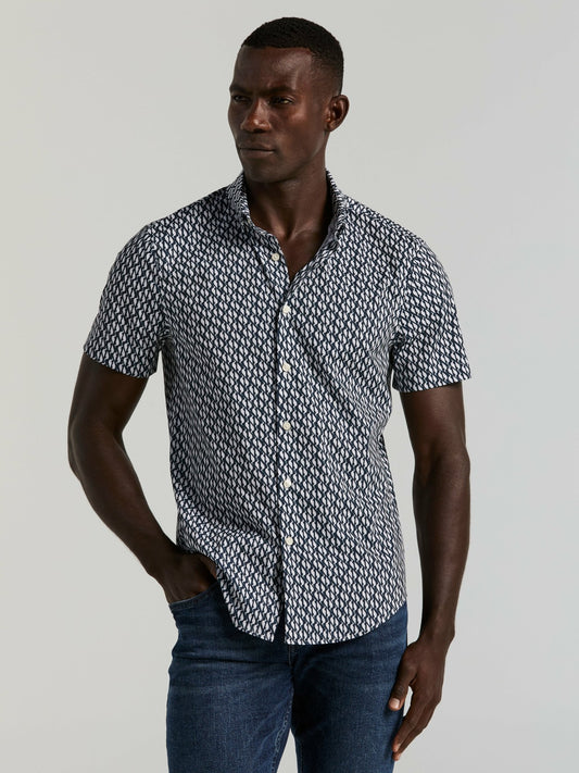 Perry Ellis Slim Fit Wave Print Total Stretch Shirt