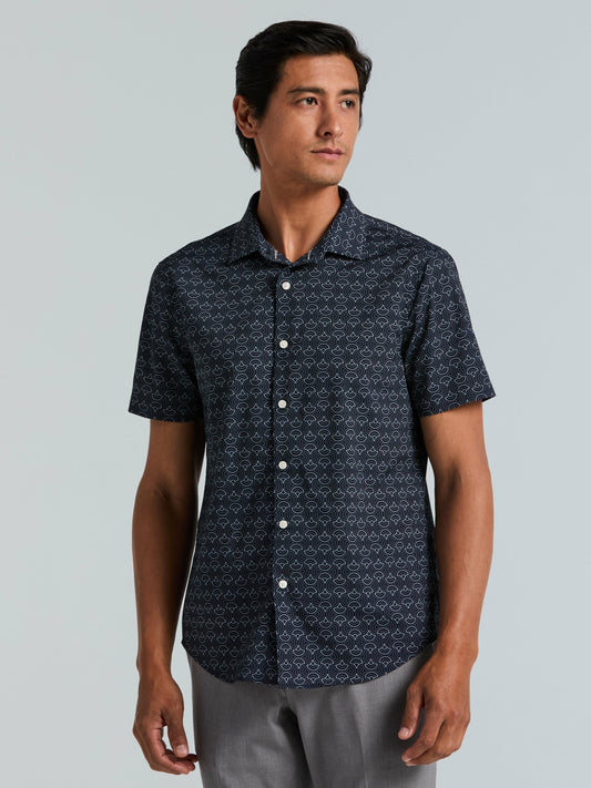 Perry Ellis Dotted Wave Print Slim Fit Total Stretch Shirt