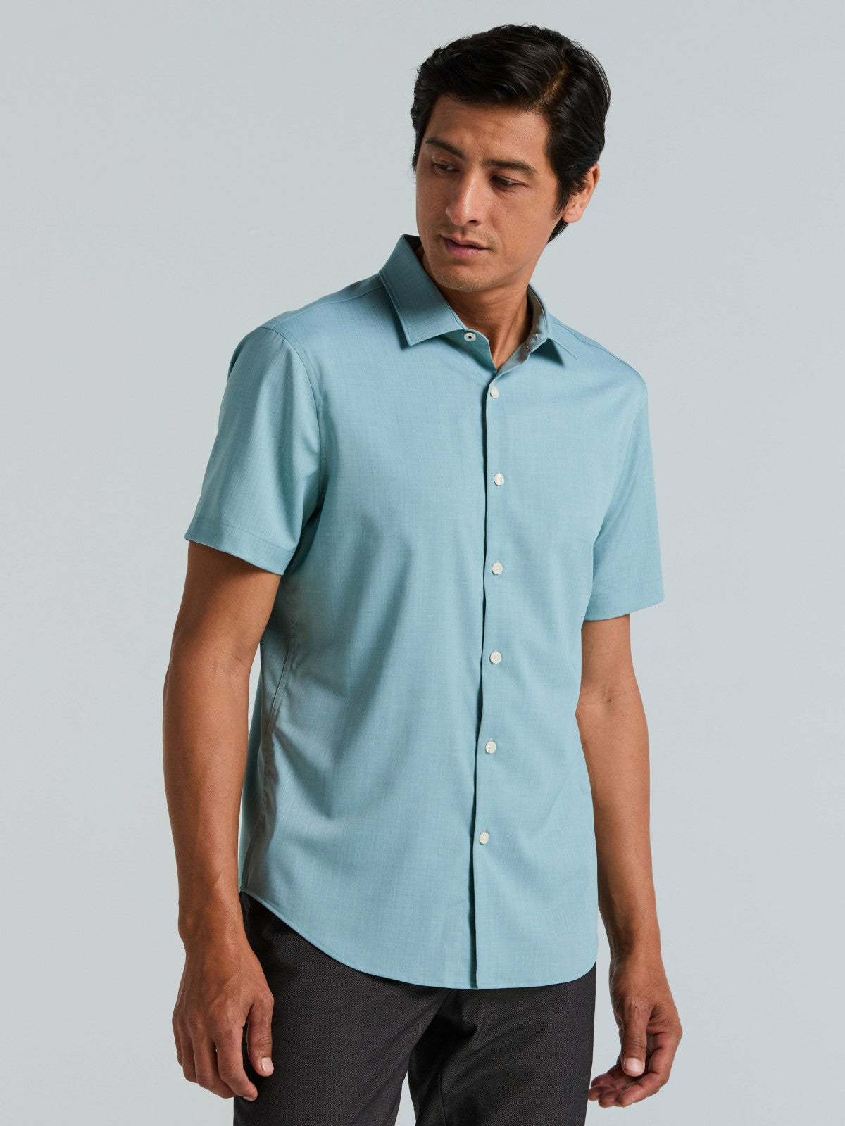 Perry Ellis Slim Fit Total Stretch Heathered Short Sleeve Shirt