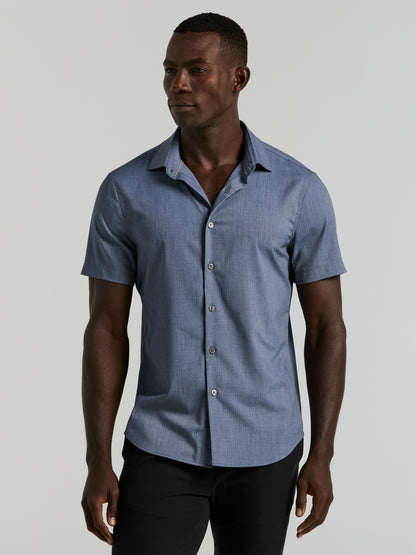Perry Ellis Slim Fit Total Stretch Heathered Short Sleeve Shirt