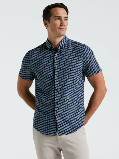 Perry Ellis Total Stretch Hash Mark Print Slim Fit Shirt
