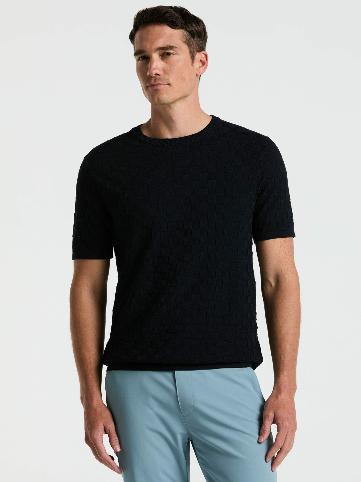 Perry Ellis Square Pattern Crew Neck Sweater Tee