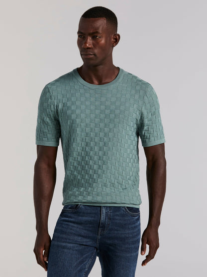 Perry Ellis Square Pattern Crew Neck Sweater Tee