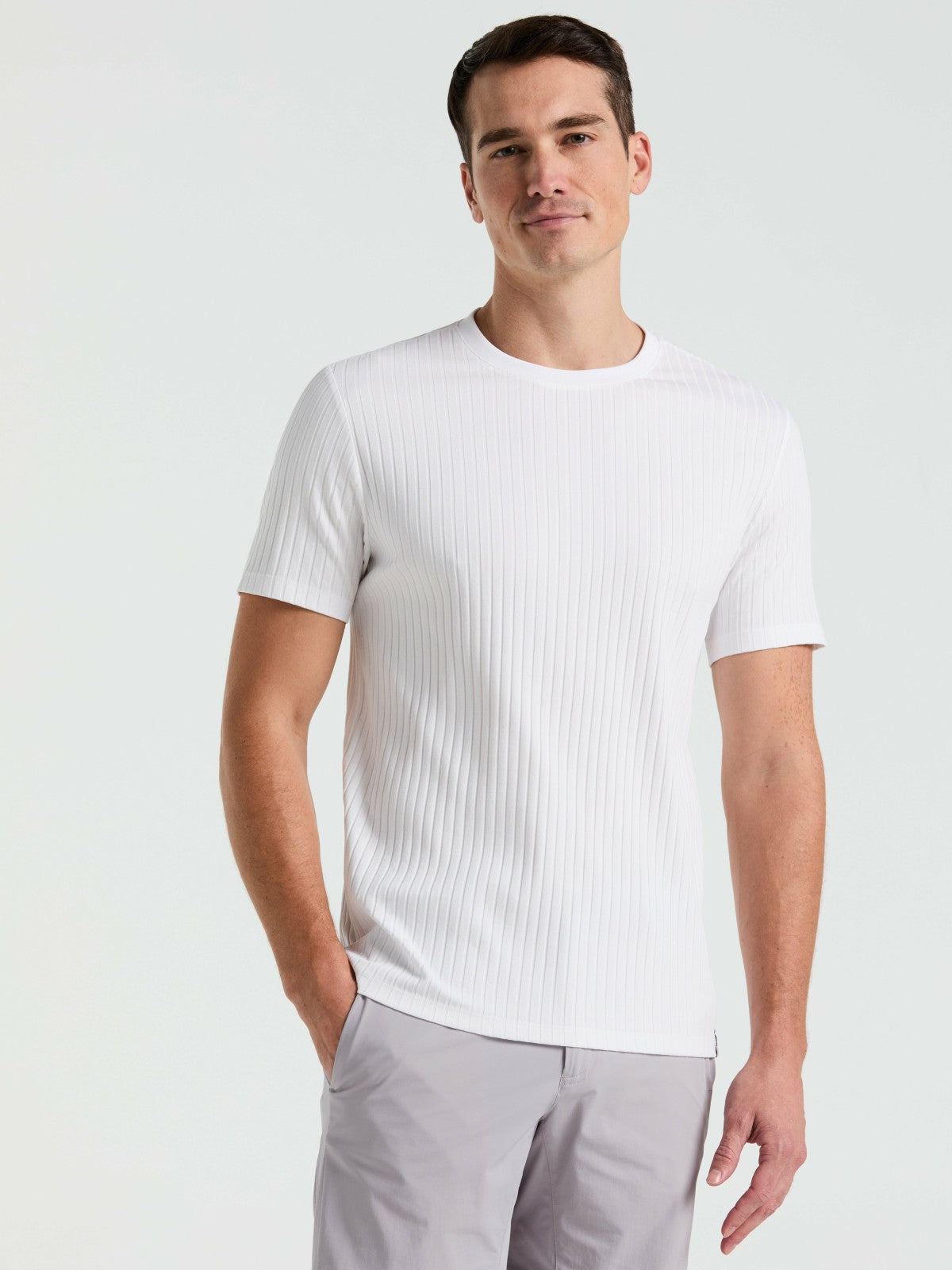 Perry Ellis Ribbed Crew Neck Tee