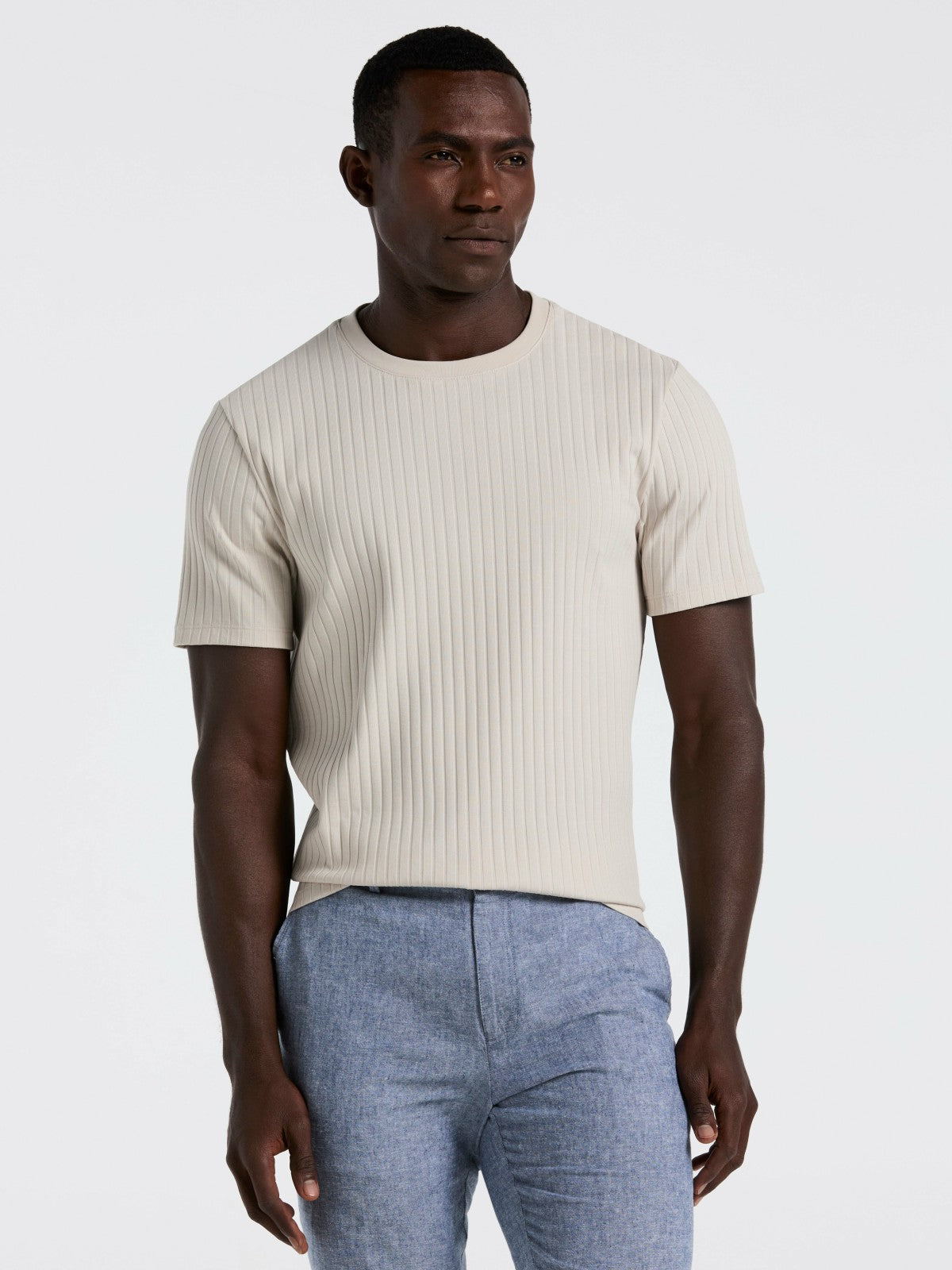 Perry Ellis Ribbed Crew Neck Tee