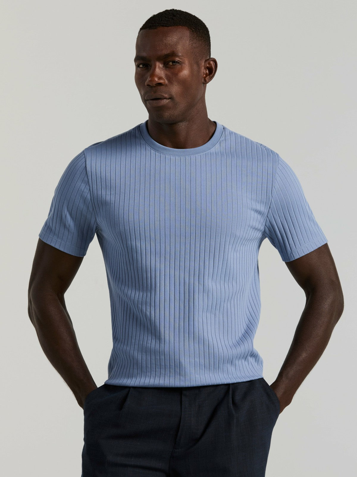Perry Ellis Ribbed Crew Neck Tee