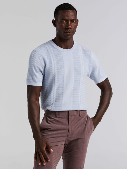 Perry Ellis Textured Stripe Crew Neck Sweater Tee