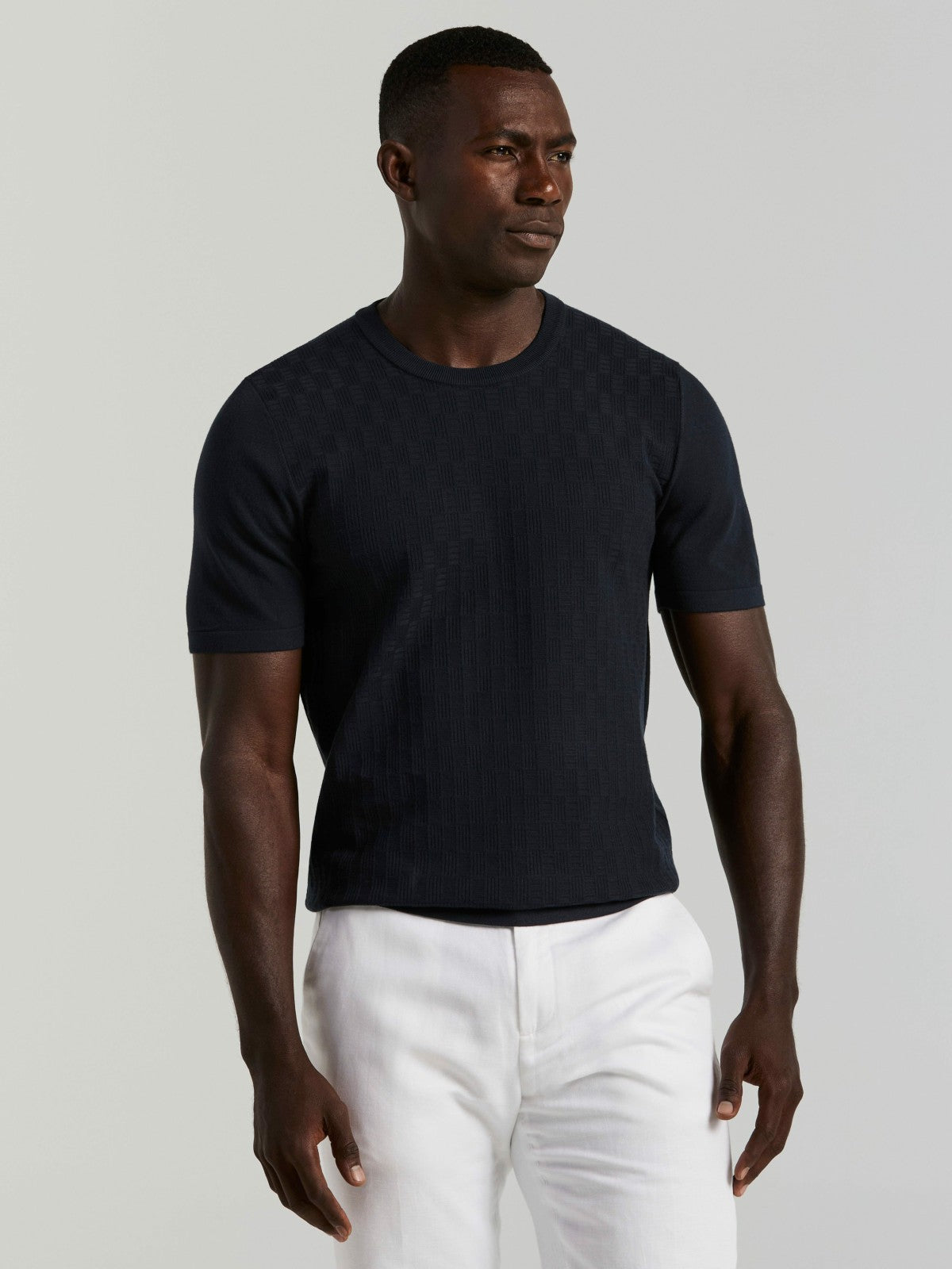 Perry Ellis Geometric Textured Sweater Tee