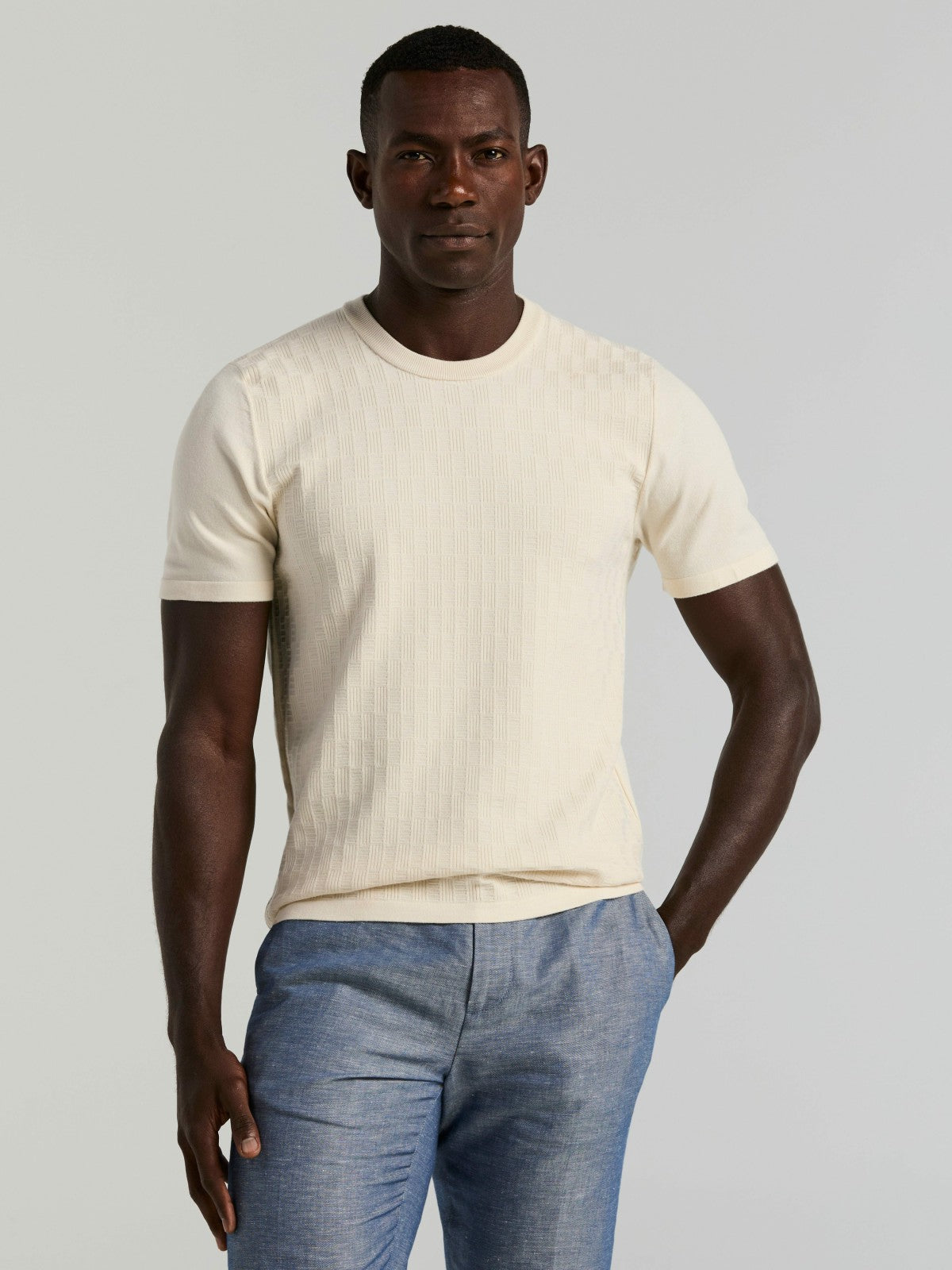 Perry Ellis Geometric Textured Sweater Tee