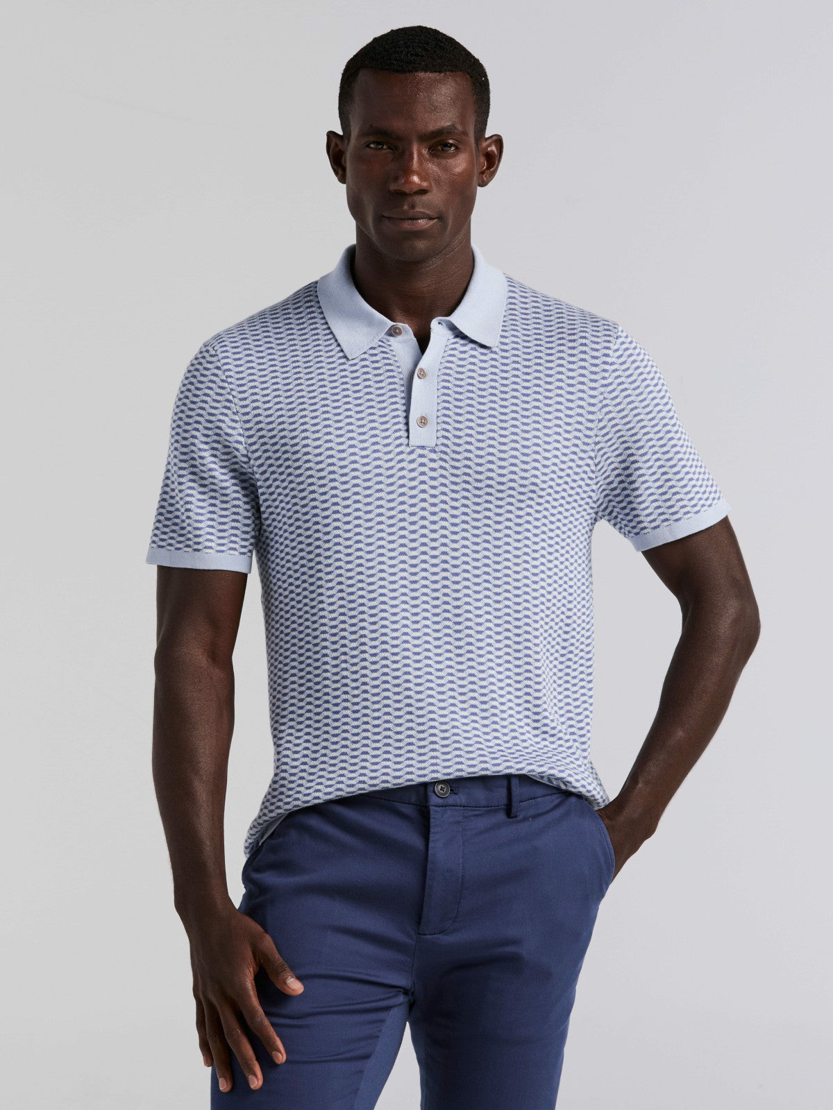 Perry Ellis Cotton Modal Geo Polo Sweater