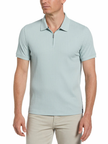 Perry Ellis Quarter Zip Ribbed Polo