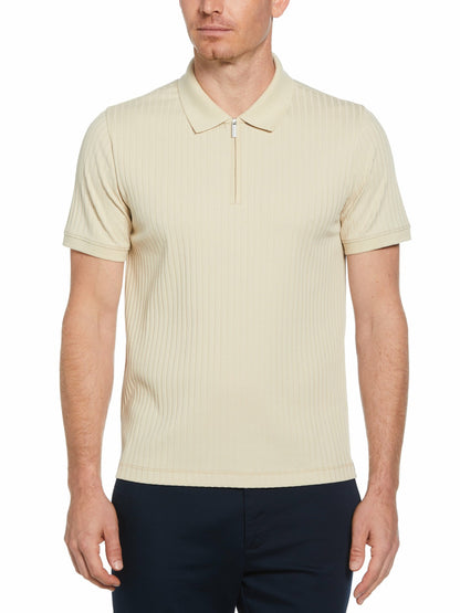 Perry Ellis Quarter Zip Ribbed Polo