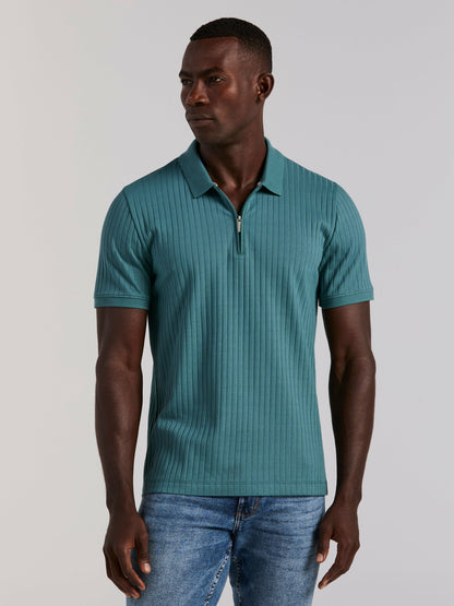 Perry Ellis Quarter Zip Ribbed Polo