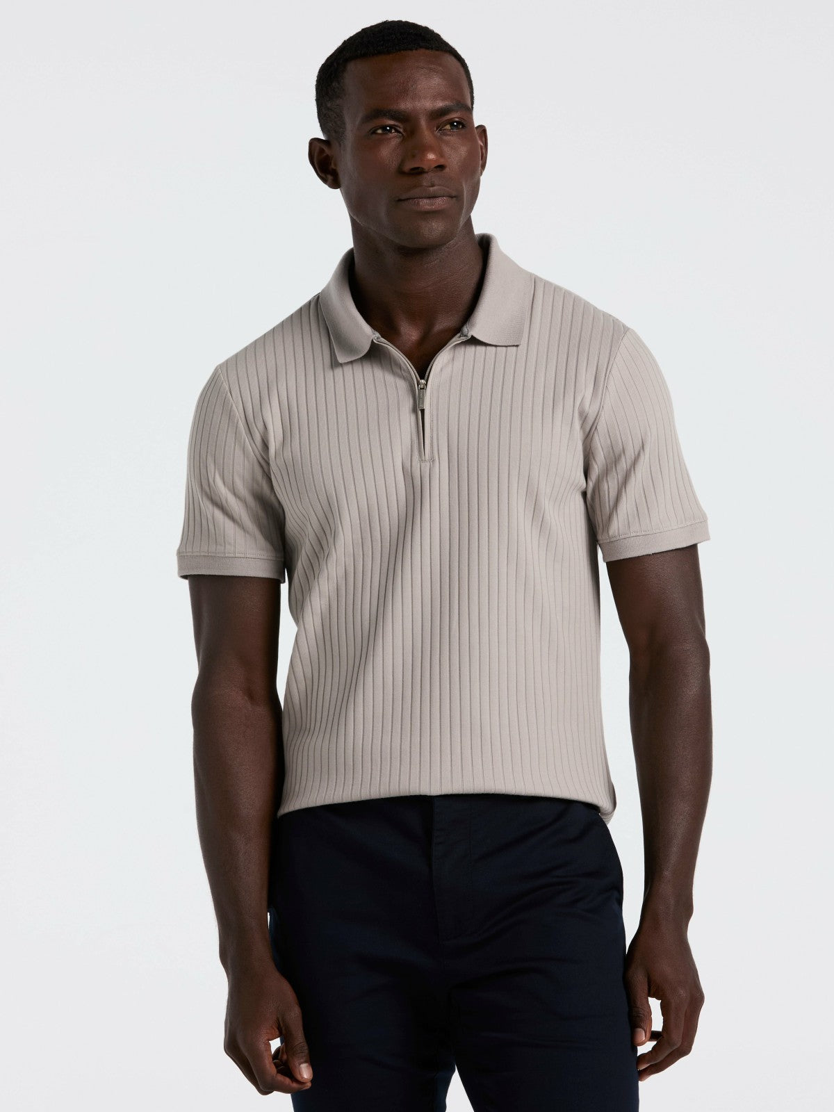 Perry Ellis Quarter Zip Ribbed Polo