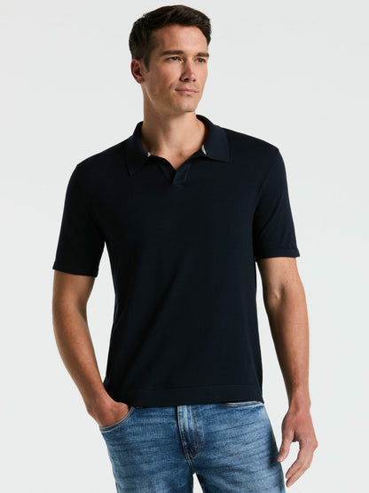 Perry Ellis Tech Knit Open Collar Sweater Polo