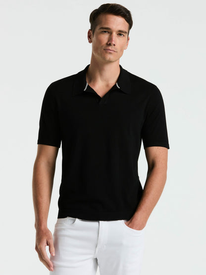 Perry Ellis Tech Knit Open Collar Sweater Polo