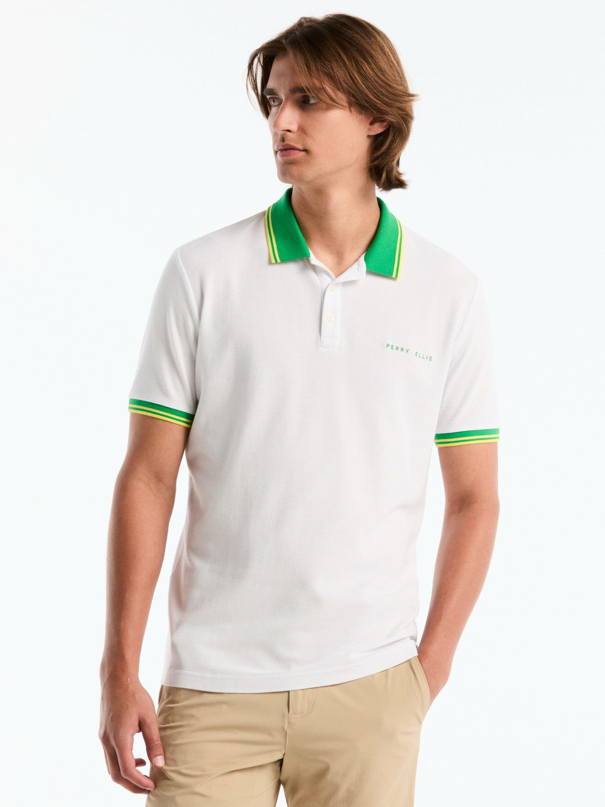 Perry Ellis Men's Brazil Pique Cotton Polo Shirt