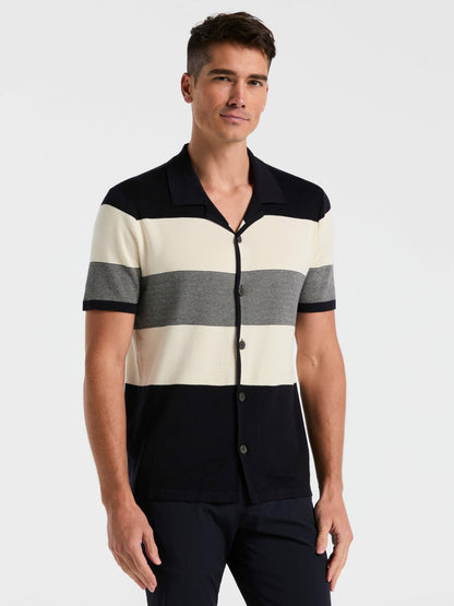 Perry Ellis Color Block Button Front Sweater