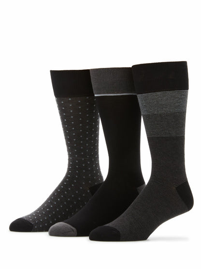 Perry Ellis 3- Pack Soft Luxury Stripe Color Block Socks